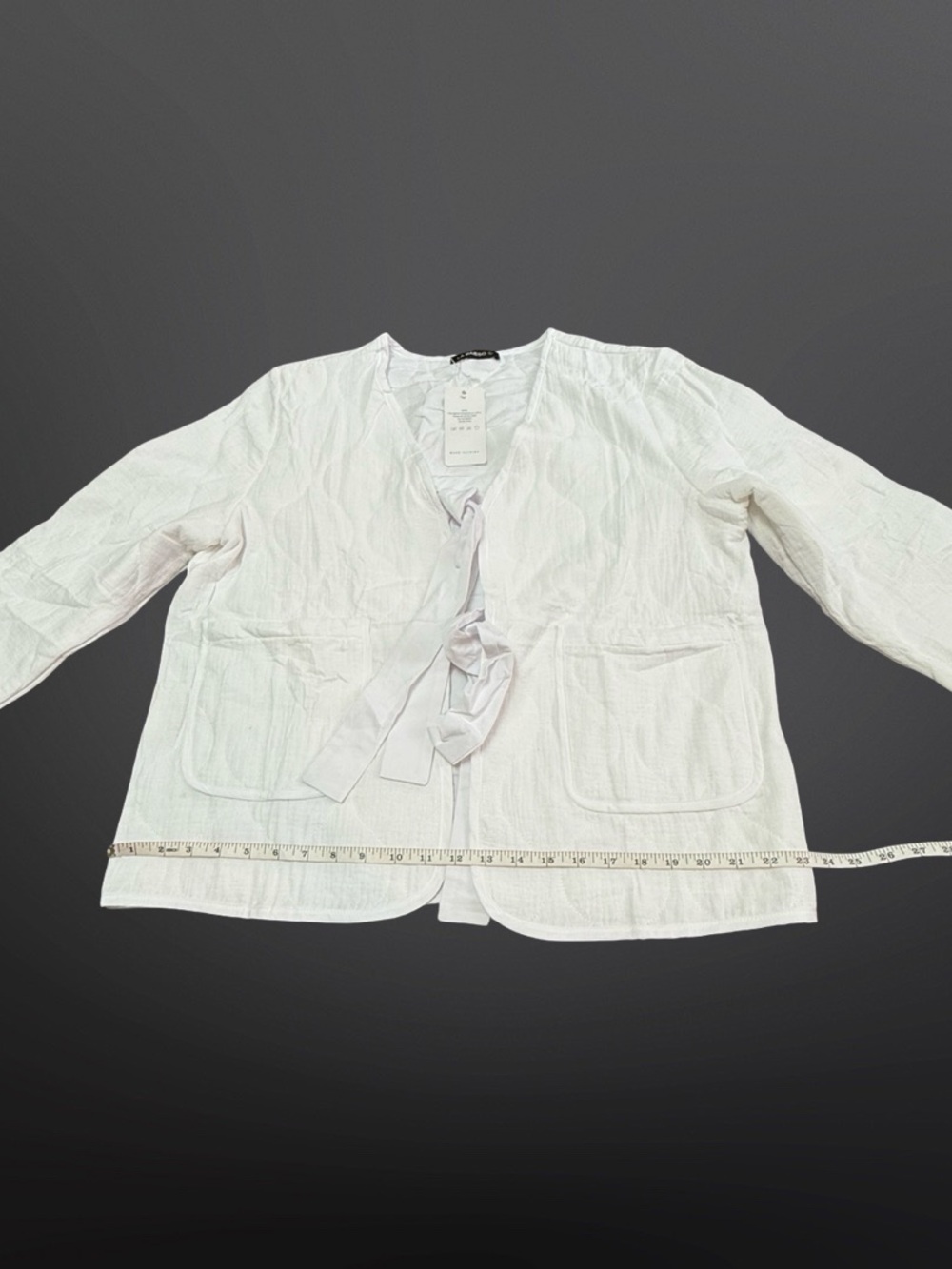Women’s Cream Tie-Front Blazer with Patch Pockets - Picture 8 of 10